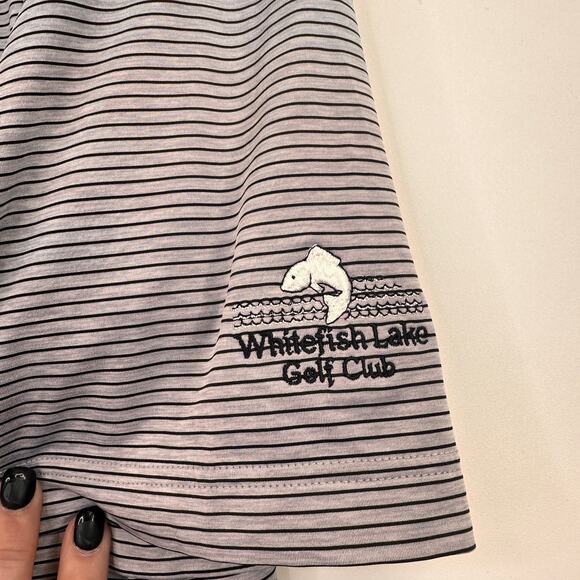 Fj FootJoy Men's Grey & Black Striped Performance Golf Polo Branded Size Large - Picture 5 of 6